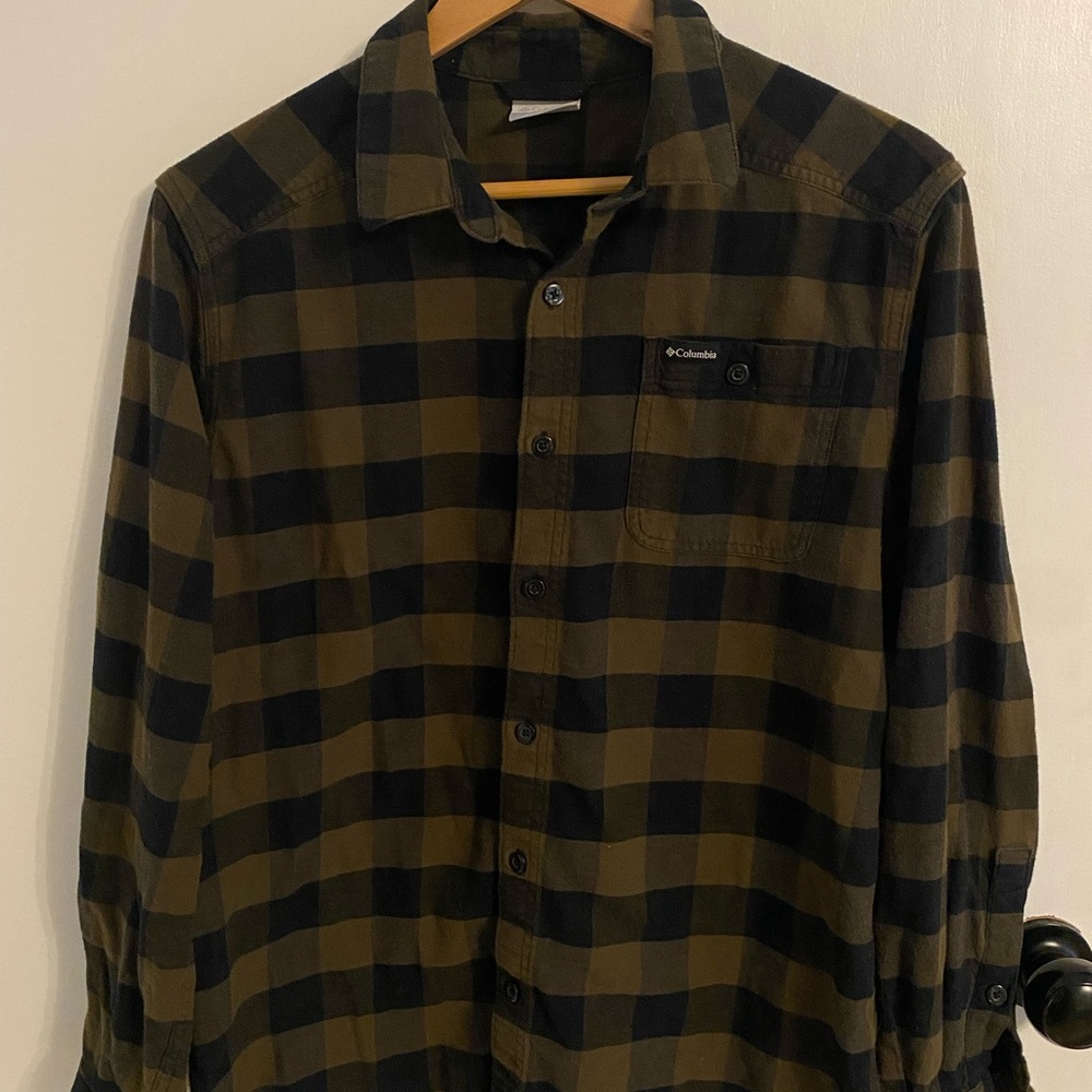 Columbia Black and Brown Plaid Shirt